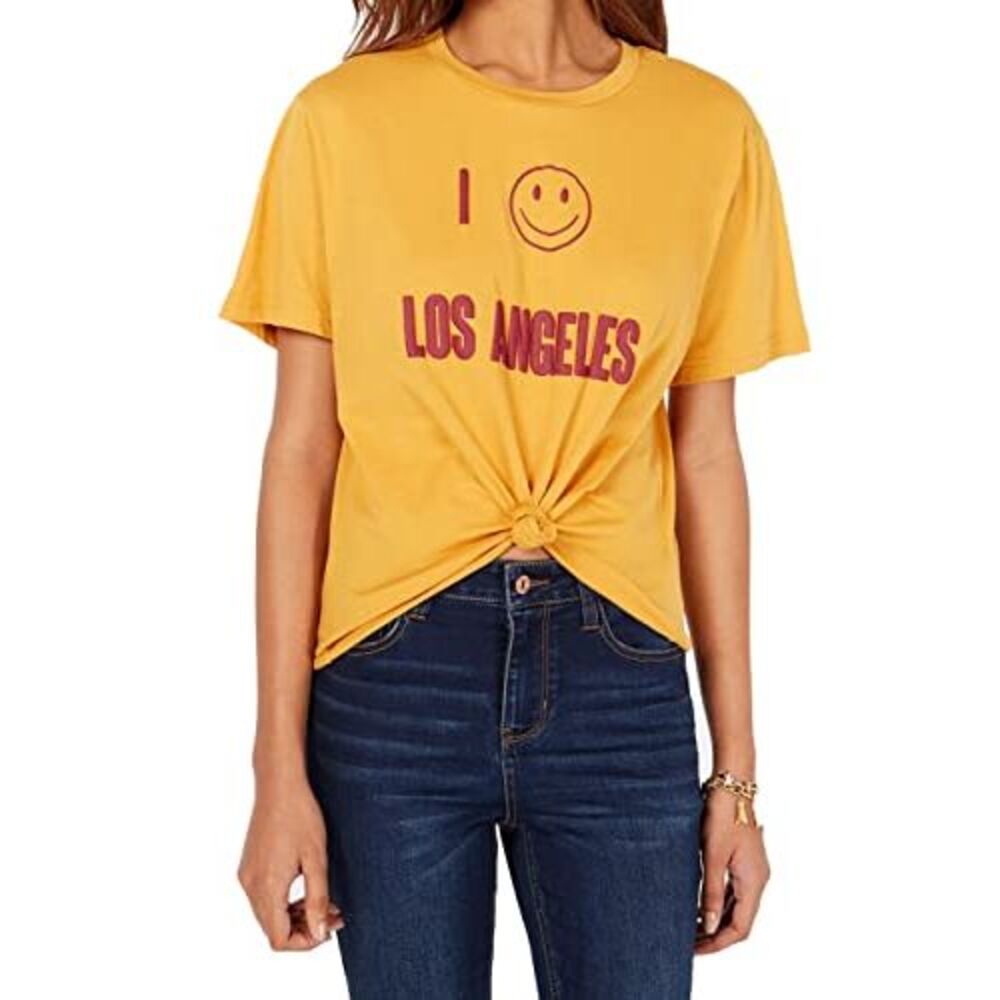 Rebellious One Juniors Los Angeles Tie Front Graphic T-Shirt